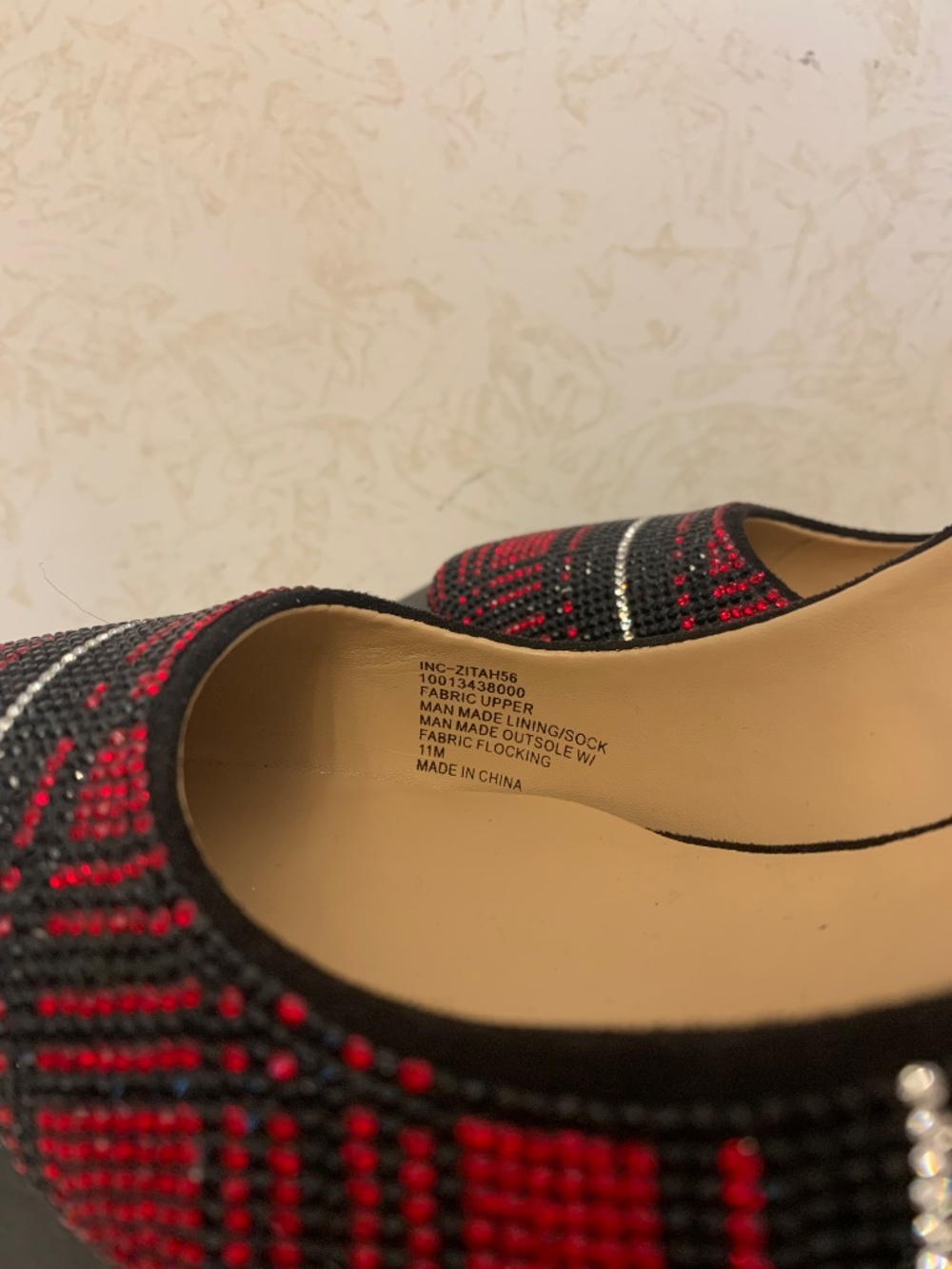 I. N. C. Black, red and silver, sparkling plaid heels, size 11. - Picture 7 of 10